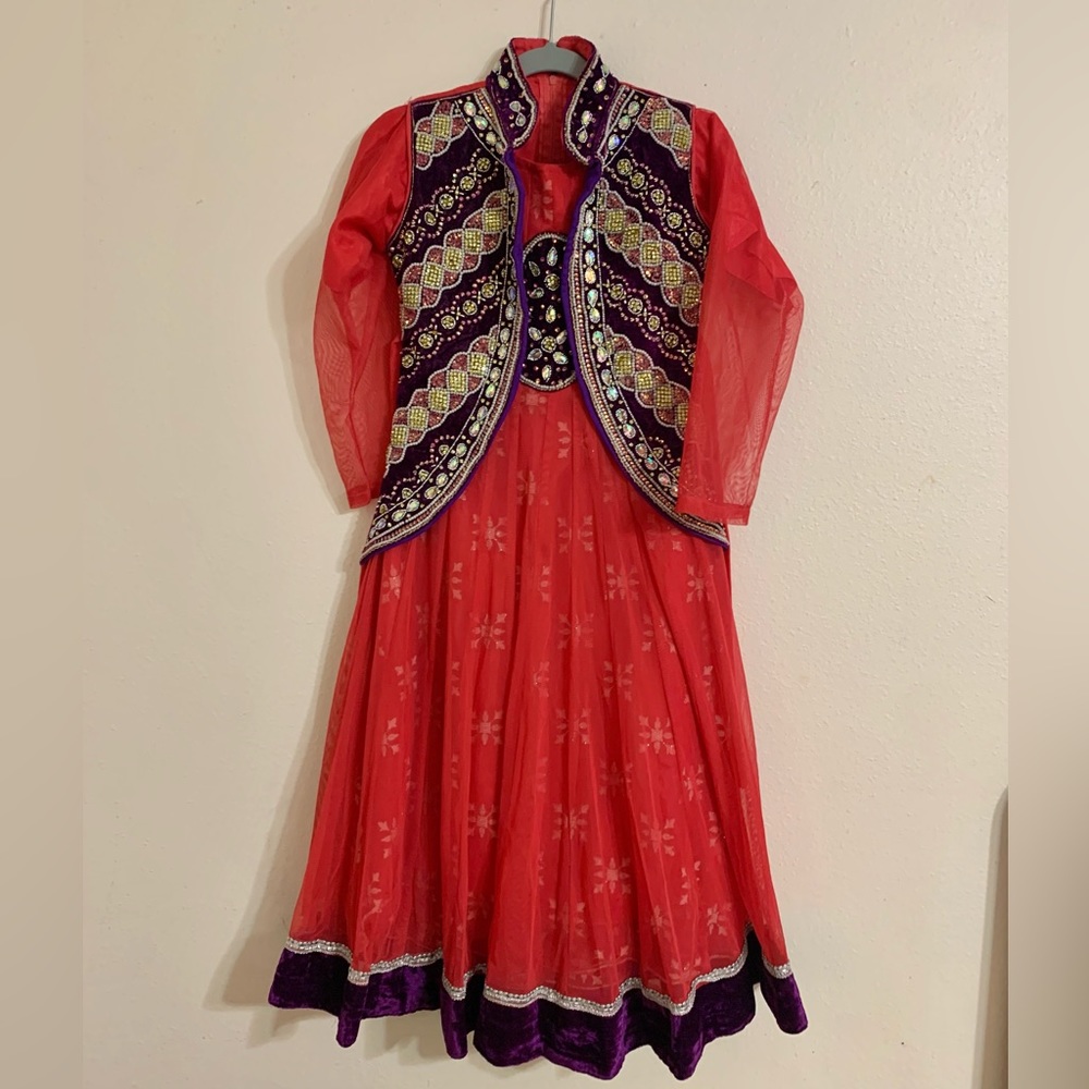 Pakistani girls 2-piece dress with slim fit trouser, for 6-7 year old, eid/party